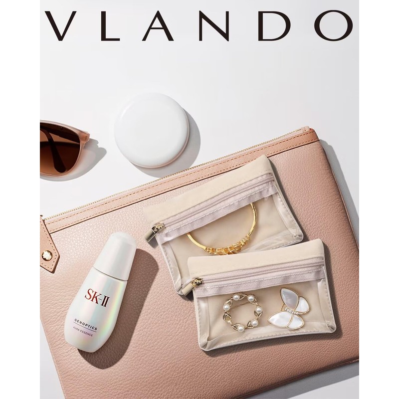 Vlando 20 Pcs Travel Velvet Jewellery Pouch with Zipper Clear