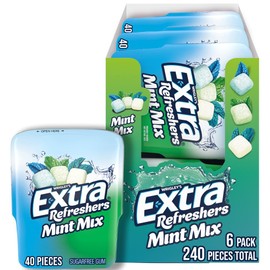 EXTRA Refreshers Mint Mix Gum, 3.21-Ounce 40-Piece Bottle (Pack of 6)