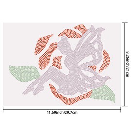 SUPERDANT Rose Fairy Iron on Rhinestone Transfer Bling Rhinestone T-Shirt Transfer Rhinestone Iron on Heat Transfer Hot Fix Stickers for T-Shirt Crystal DIY Decor for Birthday Gift