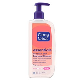 Clean & Clear Essentials Foaming Facial Cleanser Oil-Free Step 1, Unisex, 8 oz