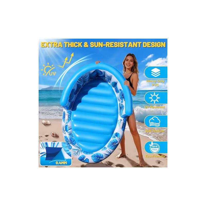 FluSing Inflatable Tanning Pool Lounger Float, 63" x 39" Sunbathing
