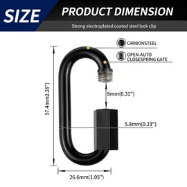 2.3" Chain Quick Links, 5 Pcs 1/4" Marine Grade Screw Chain Links, Large Opening Chain Connector Chain Coupler, 900 Lbs Capacity