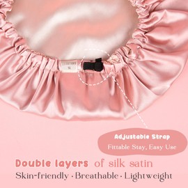 YANIBEST Baby Satin Bonnet Sleep Cap - Double Layer Reversible Adjustable Silk Satin Cap for Infant Toddler Pink