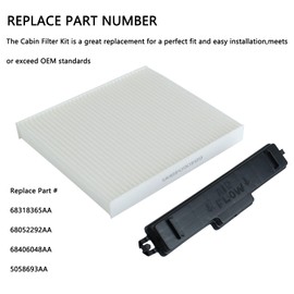 68406048AA Cabin Air Filter & Cabin Filter Access Door Compatible with Dodge Ram 1500 2500 3500 4500 5500, J-eep, Chrysler Replace 68052292AA 68318365AA 5058693AA Cabin Air Filter Retrofit Kit