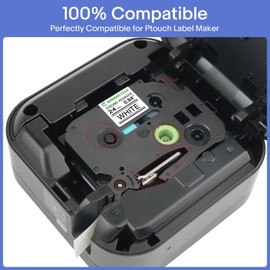 GREENCYCLE Extra Strength Adhesive Black on White Label Tape Compatible for TZE-S251 TZS251 AZES251 0.94" 24mm for PT2730 PT9600 PTD600VP PTD800W PTH500LI PTP700 PTP710BT PTP750W-6 Pack