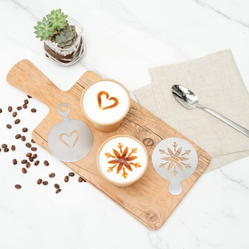 Restpresso Stainless Steel Coffee Decorating Stencil Set - Includes 8