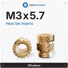 CNC Kitchen Original Threaded Insert for 3D Printing, M3 x 5.7 (Pack of 100)