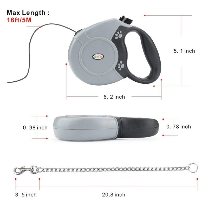 Idepet Heavy Duty Retractable Dog Leash for Small and Medium