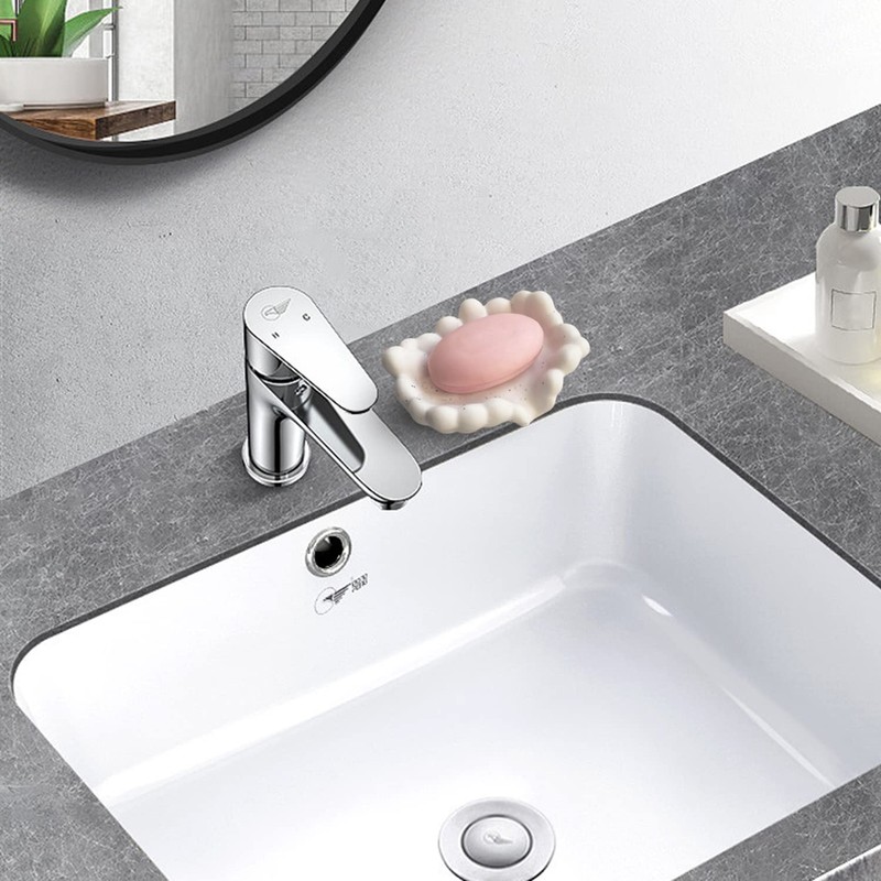 White Bathroom Soap Dish,Self Draining Soap Dish,Ceramic Soap Holder for