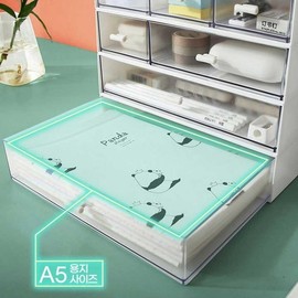 Office supplies stacked drawers with 1 compartment, 2 compartments, 3 compartments, transparent color square organizing desk, transparent stacking Raise 2 blue spaces