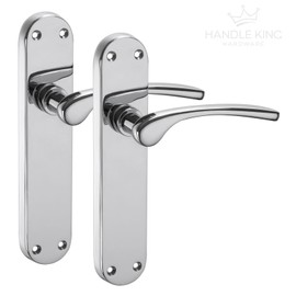 Polished Chrome Door Handles on Backplate - Lever on Latch Backplate Door Handles