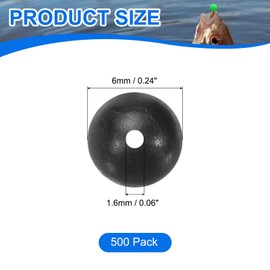 YELARXI Fishing Beads Hard Plastic Fishing Bait Eggs Lure Rigs Accessories, 6mm Fit for Saltwater Freshwater - Round (500 Pack, Black)