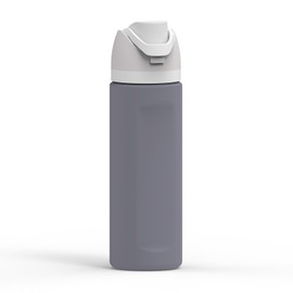 Linkidea Silikon-Wasserflaschenhülle, kompatibel mit Owala FreeSip, 680 ml, rutschfester Schutz, Wasserflaschen-Schutz, Stoßstangen-Abdeckung, Grau
