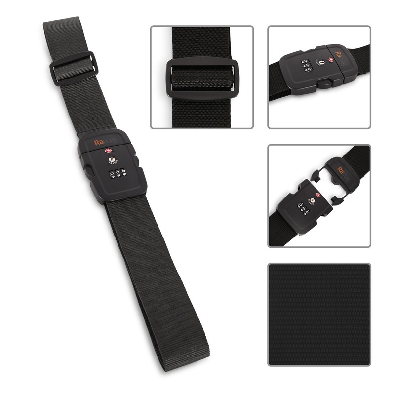 Raburg Set of 3 Luggage Straps with TSA Combination Lock,
