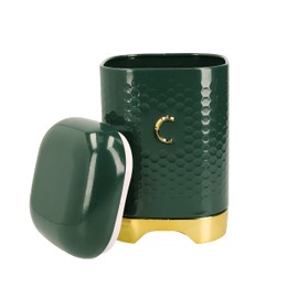 KitchenCraft Coffee Storage Canister with Lid, Hunter Green & Gold, 11.5 x 11.5 x 19.5cm