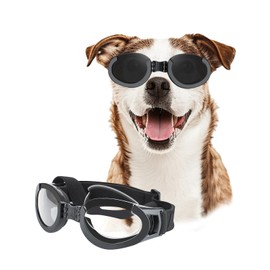 Enjoying Dog Glasses Replaceable, Dog Eye Protection Goggles, Adjustable Strap, UV Protection, Sunglasses for Medium Dog