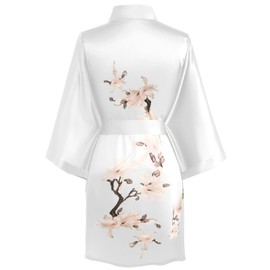 BABEYOND Kimono Robe Cover up Short Satin Floral Silky Kimono Blouse Loose Bachelorette Party Robe