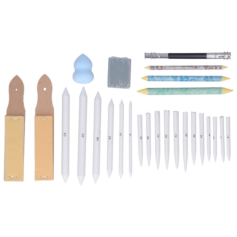 26 Pieces Blending Stumps Sandpaper Boards Eraser Sponge Extension Tool