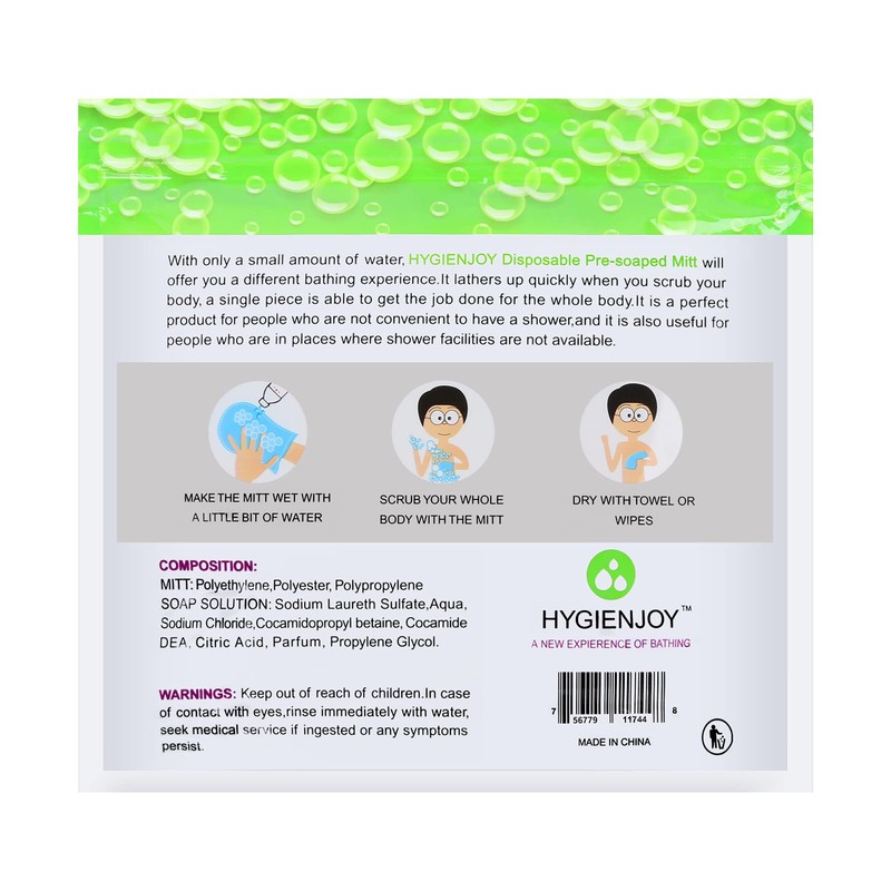 HYGIENJOY-Rinse Free Bath Wipes(25 counts),Disposable No Rinse Body Wash,More Convenient