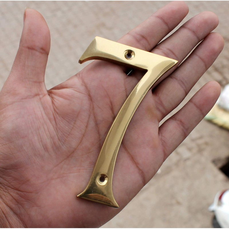 eSplanade 4" Brass House Hotel Door Number Plaque Sticky Numeric