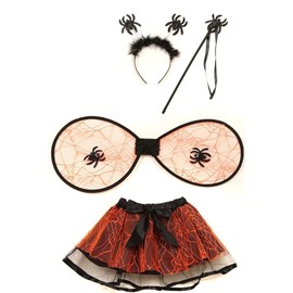 BluNight Collection Little Girls 4 Pieces Spider Set Tutu Skirt Dress Up Costume Style (80C02C) Orange 2