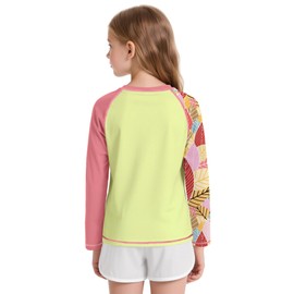 ANGEL CITIZ Boys' Short-Sleeved Crew Neck Swimming Shirt UV Children's Rash Guard UPF 50+ Swimming Shirt Children 125-155, 02-yellow print