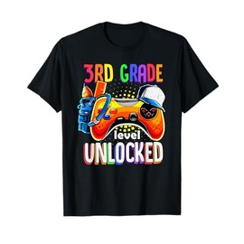 Gamer Back To School Gamepad 3rd Third Grade Level Unlocked T-Shirt