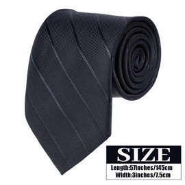Bskifnn Tie for Men Classic Solid Color Satin Tie for Wedding Party School Graduation (1, Black, Adult)