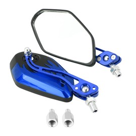 1 Pair 8mm 10mm Universal Motorcycle Mirrors,Aluminum Bike Mirrors UTV Mirrors for Bike, Scooter, ATV, UTV, Dirt Bike(Blue)