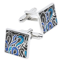 Jonwo Abstract Pattern Design Square Cufflinks for Men Dress In Gift Case Silver Tone Classic Men's Cufflinks Set for Wedding Party Birthday Anniversary Dress