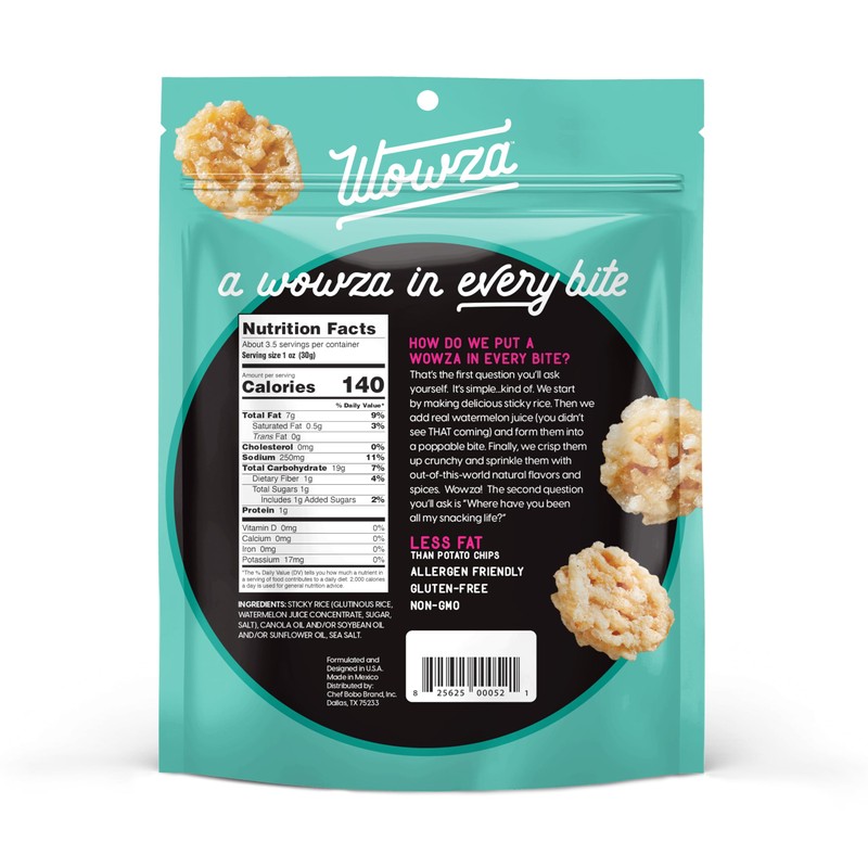 Wowza Sea Salt - Healthy Snacks, Mini Rice Cakes, Sticky