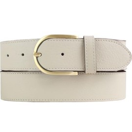 BELTINGER Soft Women's Belt Made of Nappa Leather with Quilted Seam, 4 cm, High-Quality Leather Belt Made of Soft Leather, 40 mm, with Golden Belt Clasp, beige, gold