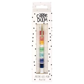 Pukka Pad, Carpe Diem Metal Pens with Gel Ink in Chic Packaging - Perfectly Weighted with Smooth, Precise Black Ink - Removable Cap and Gold Details – Colour Wash