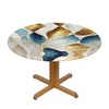 Delerain Blue Gold Marble Round Fitted Tablecloth, Waterproof Round Table