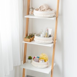 Mkono Macrame Storage Basket Set of 3 Decorative Woven Cotton Rope Baskets for Shelves Countertop Organizer Boho Decor Multisize Baskets for Organizing Living Room Bedroom Bathroom Entryway