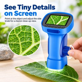 Digital Microscope for Kids – 1000X Portable Microscope with 2.4-Inch IPS Screen for Home & Science Exploration