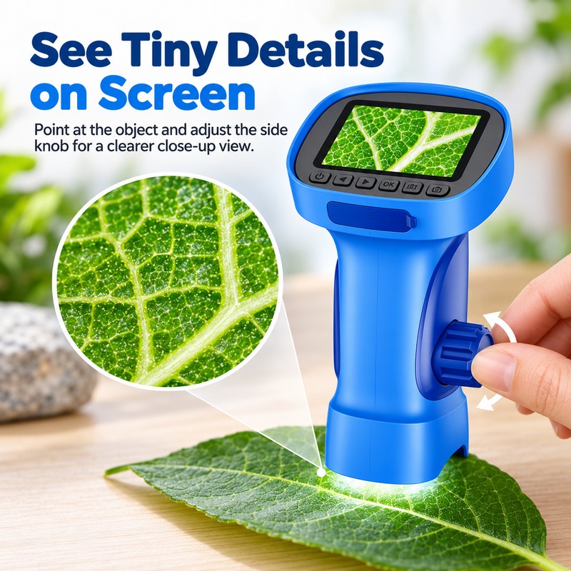 Digital Microscope for Kids – 1000X Portable Microscope with 2.4-Inch