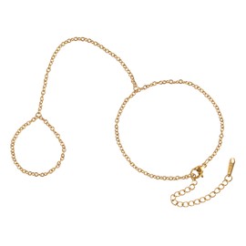 Mikovivi Hand Chain Bracelet, Golden Ring Bracelet Hand Chain Adjustable Finger Ring Bracelet Shiny Stylish Hand Jewelry Perfect for Fashion Wear and Dating for Lovers (Golden)