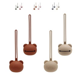 Little Thriver Pacifier Holder Premium Pacifier Case Set for boys and girls, Silicone Pacifier Holder for Diaper Bag, Cute Silicone Case for Baby Pacifiers - 2pcs Set (Saddle+Soft Oak)