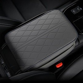 New Universal Car Center Console Cover with Side Pockets - Leather Armrest Cover,Waterproof Armrest Box Mat,Arm Rest Covering Car Interior Accessories Arm Rest Cushion for SUV/Truck/Vehicle(Red)