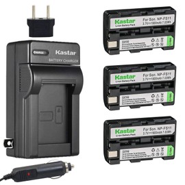 Kastar Battery 3-Pack and Charger for Sony NP-FS11 and CCD-CR1 CCD-CR5 DCR-PC1 DCR-PC2 DCR-PC3 DCR-PC4 DCR-PC5 DCR-TRV1VE Cybershot DSC-F505 DSC-F505V DSC-F55 DSC-F55V DSC-P1 DSC-P20 DSC-P30 DSC-P50