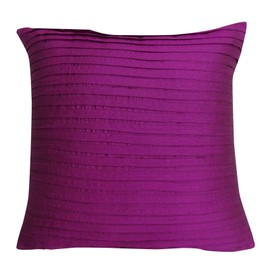 S4Sassy Decorative Purple Pleated Square Cushion Cover Classic Pillow Case Dupion Sofa Throw 18 x 18
