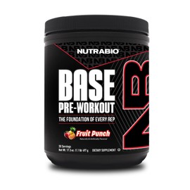 NutraBio Base Pre-Workout Sports Nutrition Powder - Sustained Energy, Mental Focus, Endurance, Hydration - Preworkout for Men and Women - Increase Energy- 30 Servings - Fruit Punch
