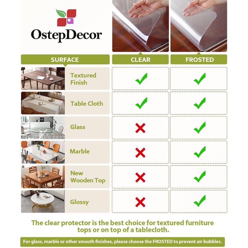 OstepDecor Round Clear Table Protector 44 Inch Thick Clear Table