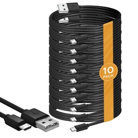 (10-Pack) 15ft. Micro USB Cable, Charging & Data Transfer Android USB Cord, Compatible with Kindle Fire HD, 6 7 8 10 (1-8th Gen) Kindle Paperwhite Tablet, Bluetooth Speakers, Headphone (15-feet)
