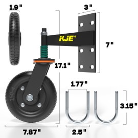 KJE 8 Inch Heavy Duty Fence Gate Wheel, Gate Wheel -600 LBS Capacity Spring-Loaded Gate Caster with 360° Rotation, Fence Gate Wheel Dual Mount Straight/U-Bolt for Metal Tube Wooden Farm Gate