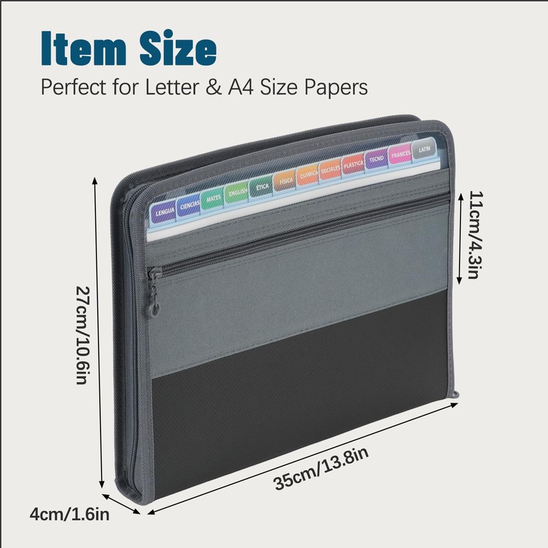 13 Pockets Extended Folder Organiser, Box Document Bags with Coloured