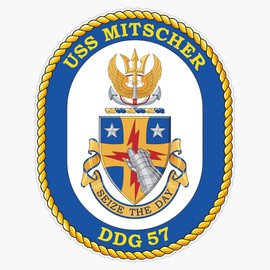 HOF Trading USS Mitscher Ddg-57 Vinyl Sticker Waterproof Decal Laptop Wall Window Bumper Sticker 5"