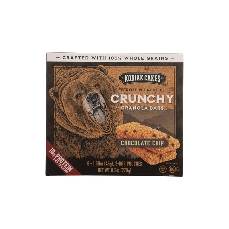 Kodiak Crunchy Granola Snack Bars, Chocolate Chip, High Protein, 100%
