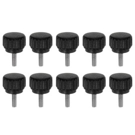 sourcing map 10pcs Knurled Clamping Knobs Thumb Screws M3 x 8mm Metric Male Thread 13mm Matte Plastic Head 304 Stainless Steel Stud Hand Threaded Knob Thumbscrew Handle, Black